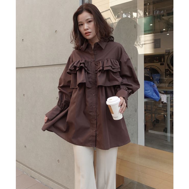 ブラウン | ブロードフリルチュニックブラウス | CORNERS 