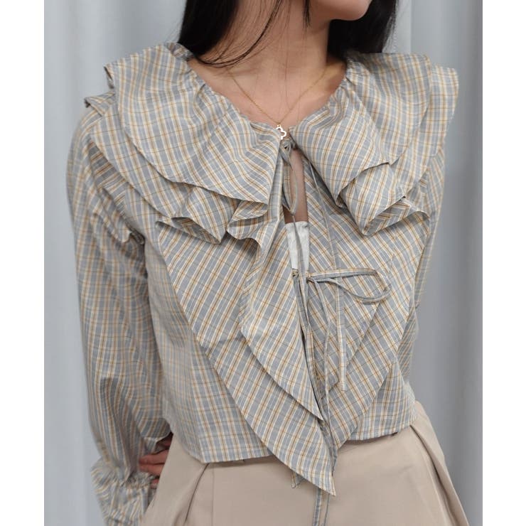 チェックラッフルカラーブラウス | CORNERS  | 詳細画像3 