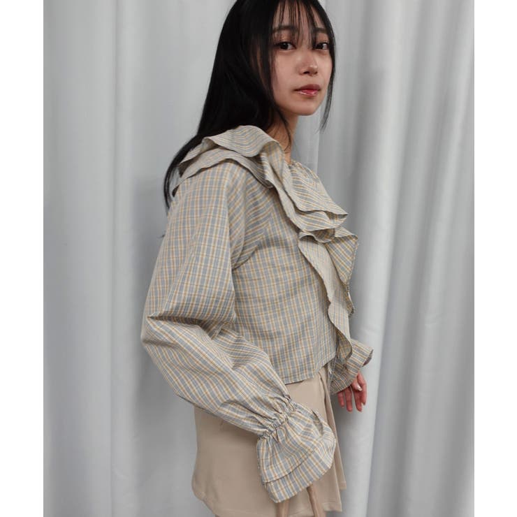 チェックラッフルカラーブラウス | CORNERS  | 詳細画像8 