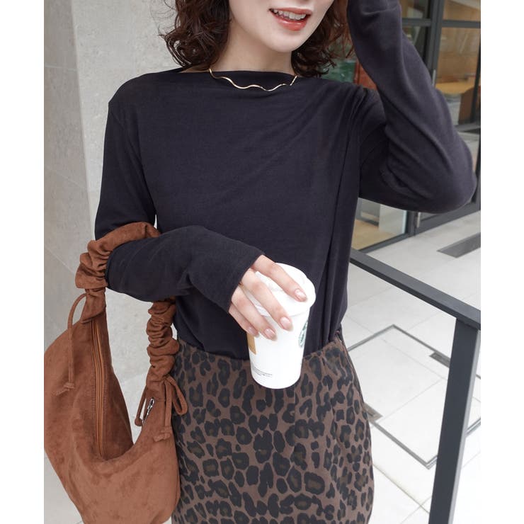 ブラック | マットベロアボートネックトップス | CORNERS 