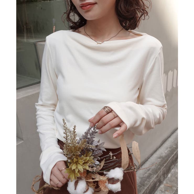 アイボリー | マットベロアボートネックトップス | CORNERS 