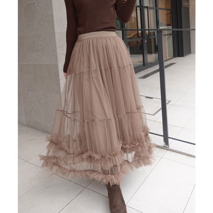 ブラウン | チュールティアードスカート フリル ディズニー | CORNERS 