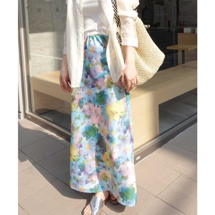 サテン花柄ロングスカート | CORNERS  | 詳細画像7 