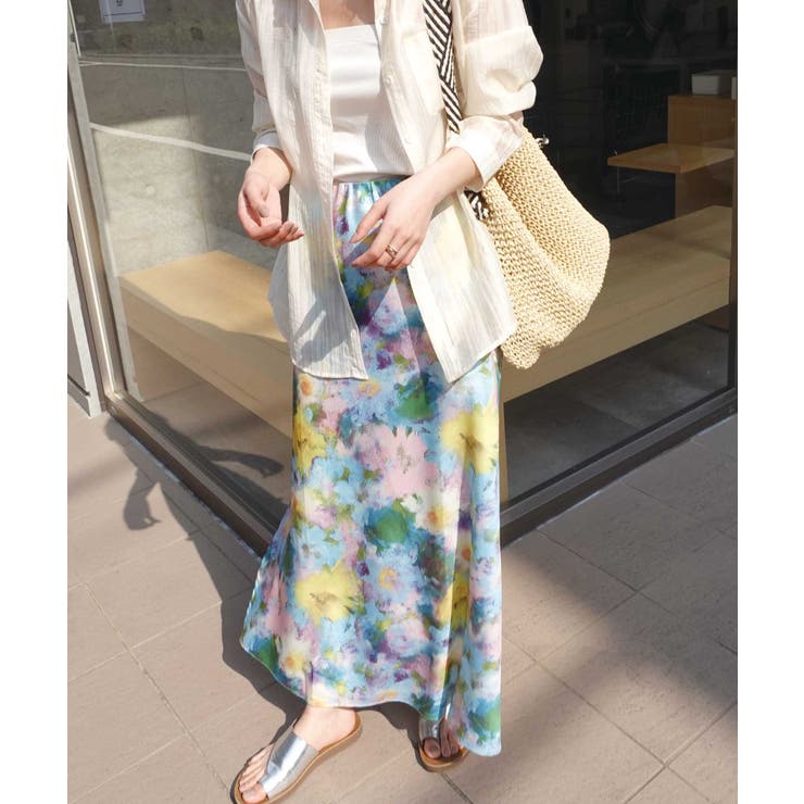 サテン花柄ロングスカート | CORNERS  | 詳細画像9 