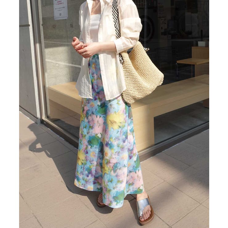 サテン花柄ロングスカート | CORNERS  | 詳細画像8 