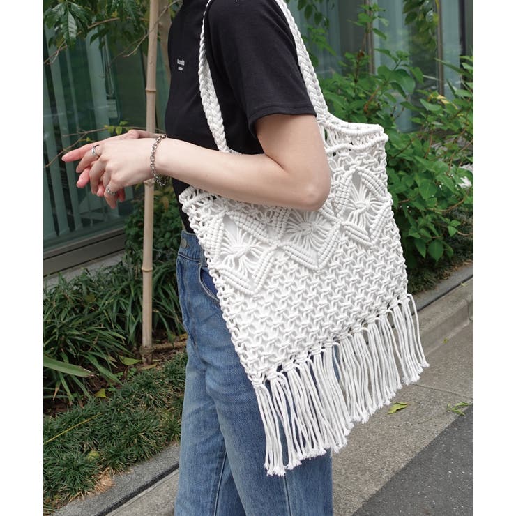 関税・送料込【Anya Hindmarch】マクラメフリンジ トートバッグ Eyes マクラメ・フリンジ・トート | Anya Hindmarch JP