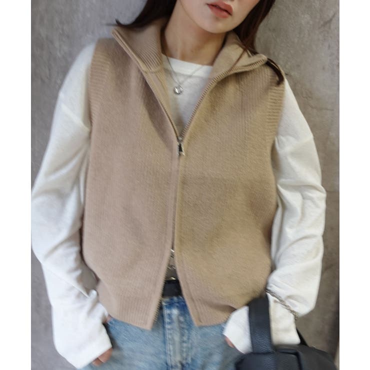 ベージュ | ダブルジップベスト | CORNERS 