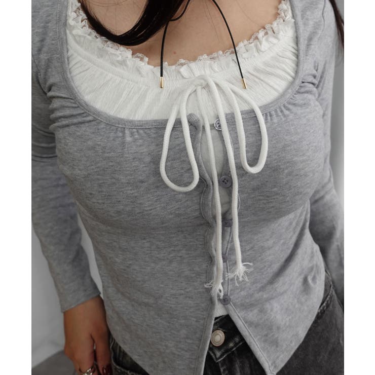 フロントリボンレイヤードフリルトップス | CORNERS  | 詳細画像3 