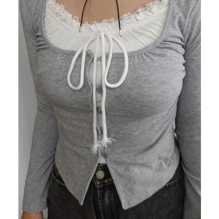 フロントリボンレイヤードフリルトップス | CORNERS  | 詳細画像4 