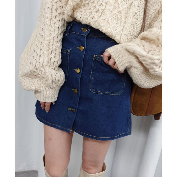 インディゴ | センターボタンミニスカート | CORNERS 