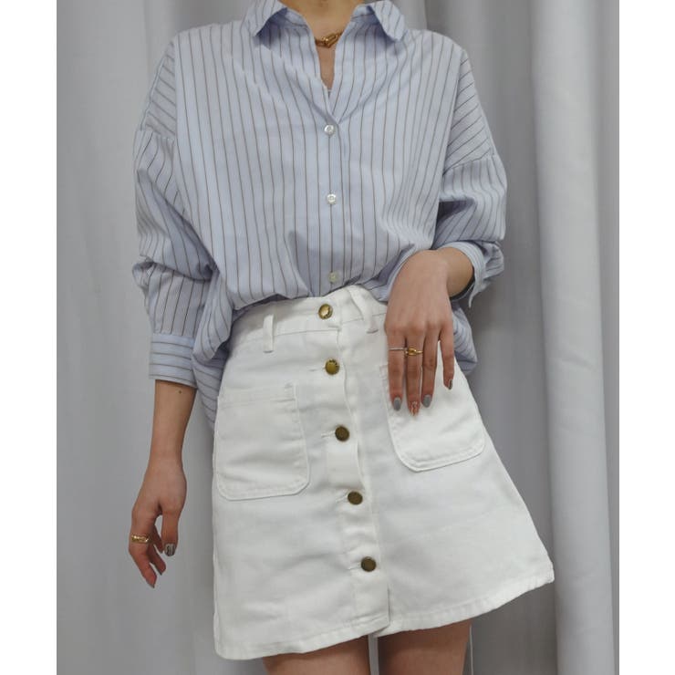 ホワイト | センターボタンミニスカート | CORNERS 