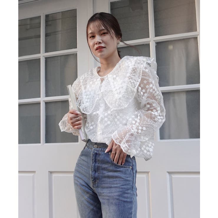 ビッグカラーオーガンジーレースブラウス | CORNERS  | 詳細画像11 