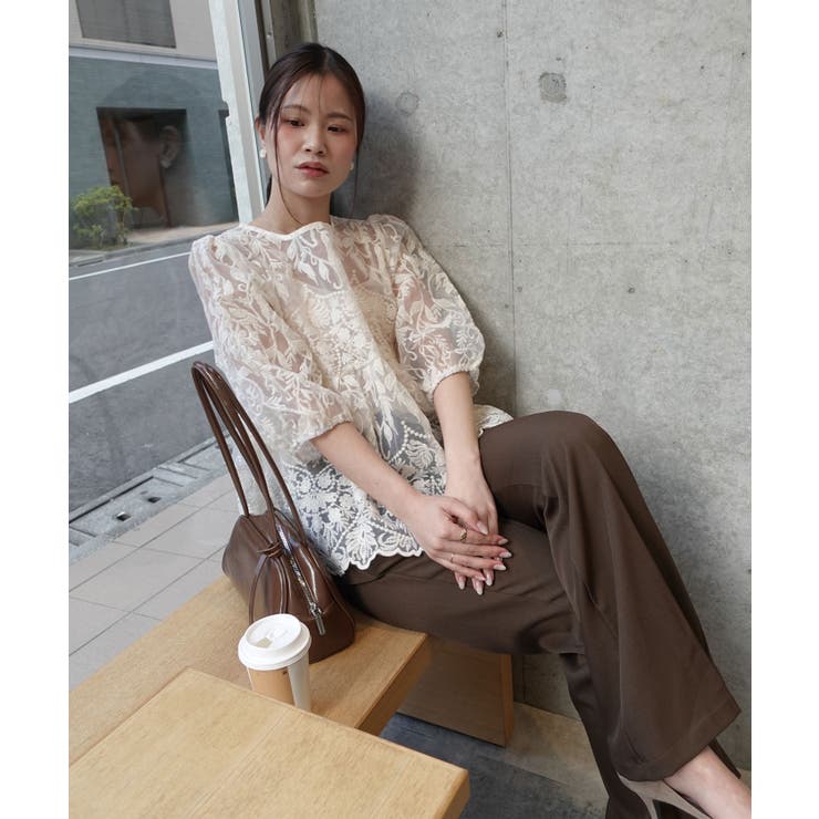 ペプラムオーガンジーレースブラウス(インナー付き) | CORNERS  | 詳細画像12 