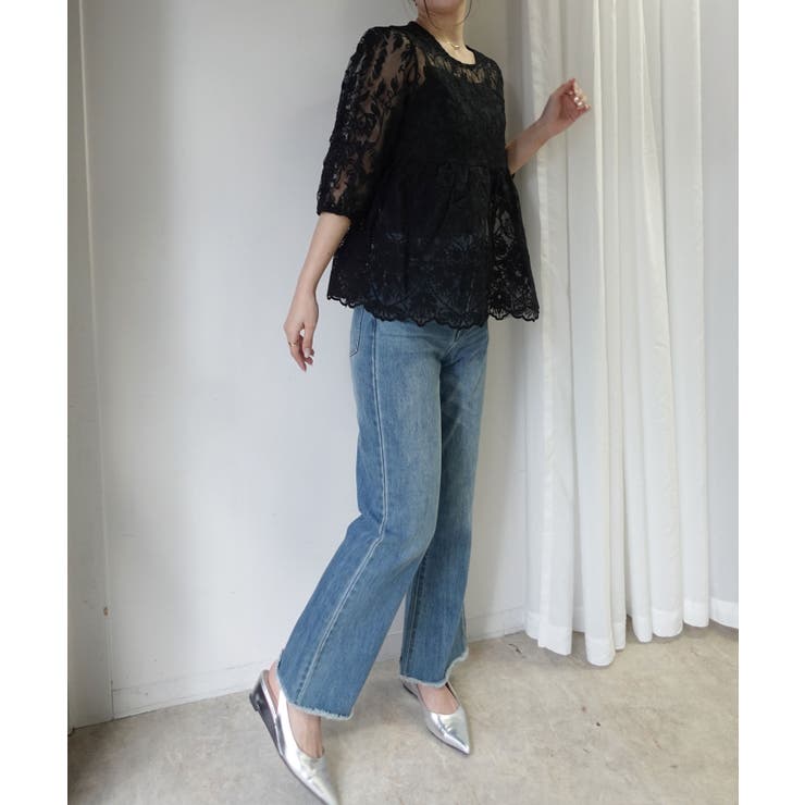 ペプラムオーガンジーレースブラウス(インナー付き) | CORNERS  | 詳細画像18 