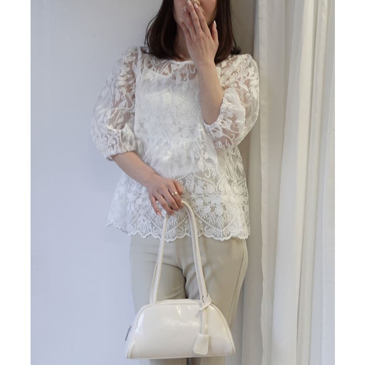 ペプラムオーガンジーレースブラウス(インナー付き) | CORNERS  | 詳細画像4 