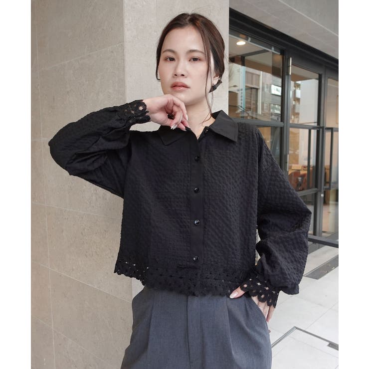 クロップド裾レースシャツ | CORNERS  | 詳細画像1 