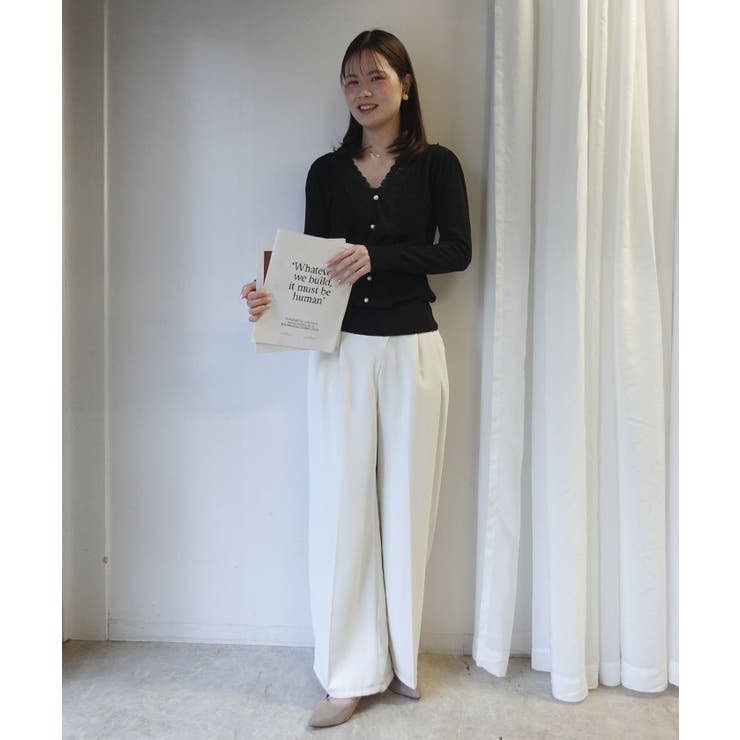 パールボタンVネックレース切り替えニット | CORNERS  | 詳細画像7 