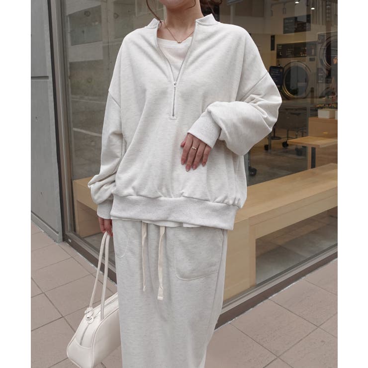 オートミール | ハーフジップスウェット【セットアップ可能】 | CORNERS 