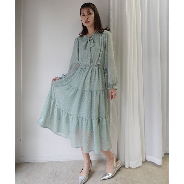 ミント | ドビーシフォンリボンティアードワンピース | CORNERS 