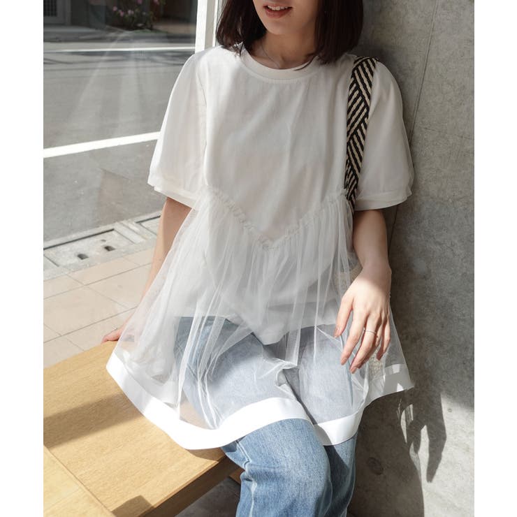 チュール切り替えペプラムTシャツ | CORNERS  | 詳細画像1 