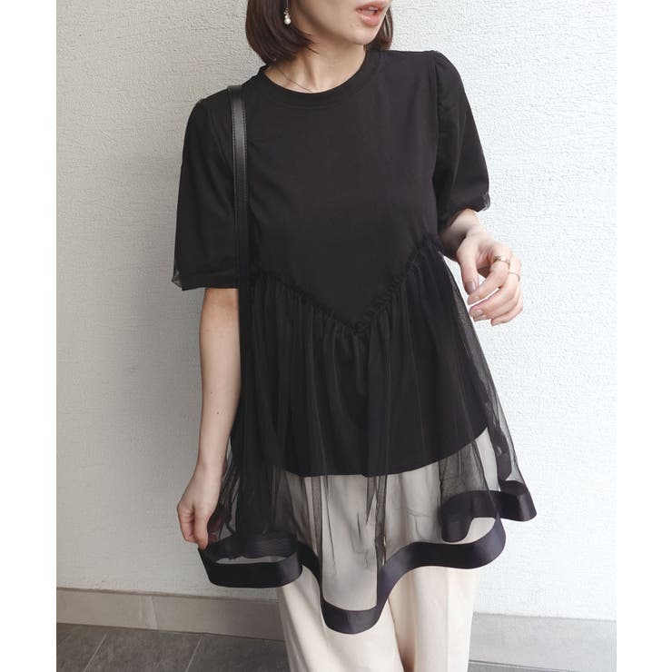 チュール切り替えペプラムTシャツ | CORNERS  | 詳細画像3 