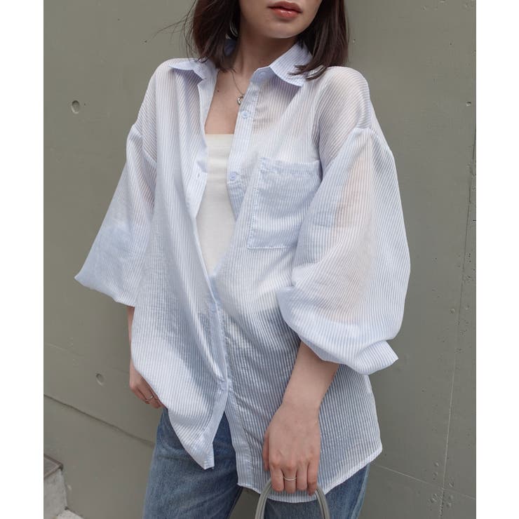 オーバーサイズシアーストライプシャツ | CORNERS  | 詳細画像2 