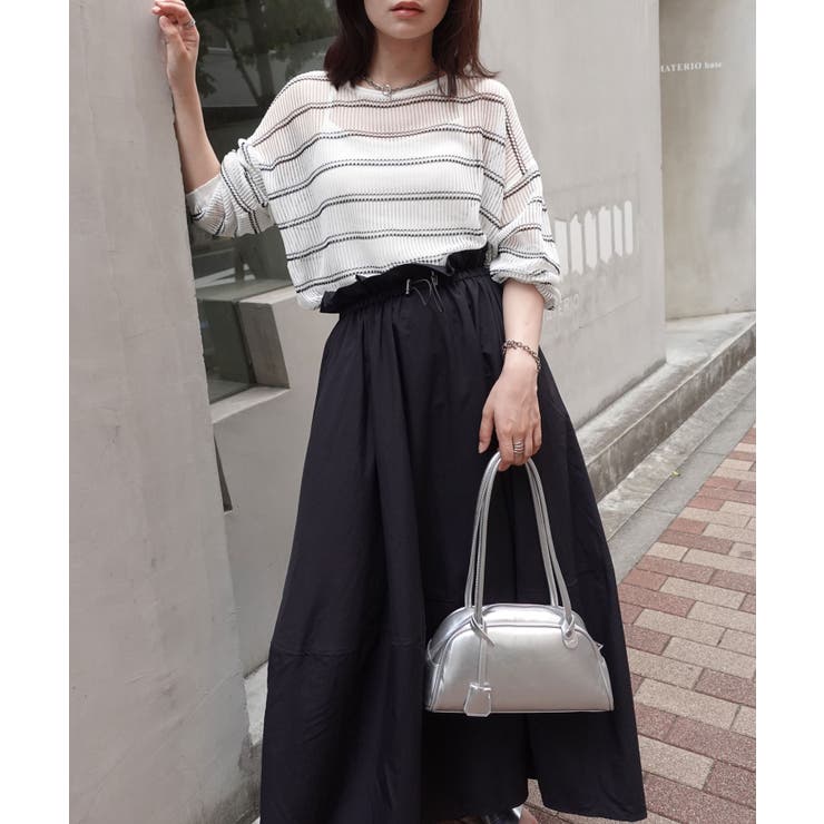 【THE SECRET CLOSET】ボーダー ニット CLEA ニット セーター ボーダーショート丈ジップニットトップス