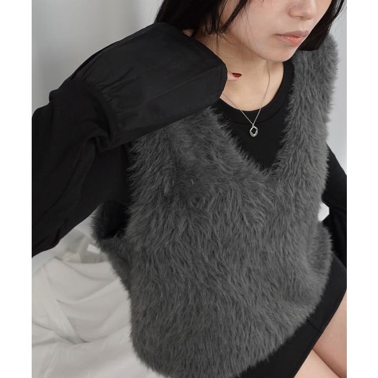 Vネックシャギーニットベスト | CORNERS  | 詳細画像5 