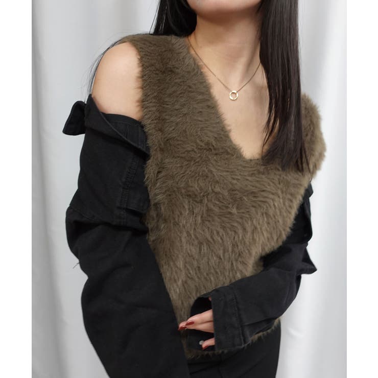 Vネックシャギーニットベスト | CORNERS  | 詳細画像1 