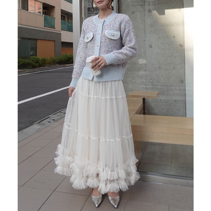ブルー | ツィードジャケット×チュールスカートセット | CORNERS 