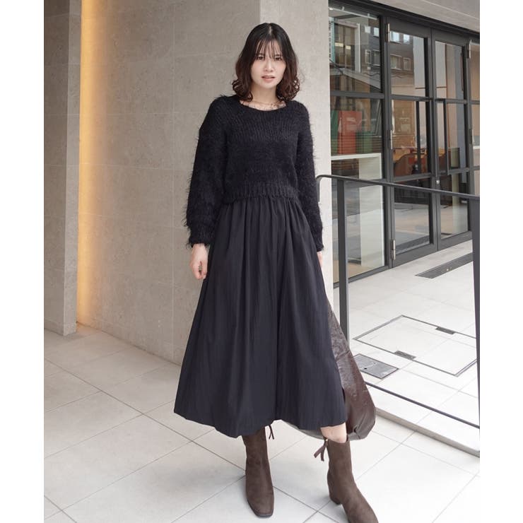フェザーヤーンニット×フレアーワンピースセット | CORNERS  | 詳細画像1 