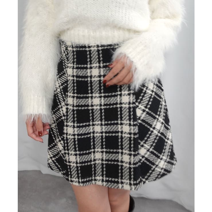 ブラック | ツイードチェックミニスカート | CORNERS 