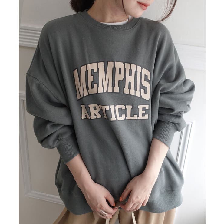 グリーン | 裏起毛カレッジロゴビッグシルエットスウェット | CORNERS