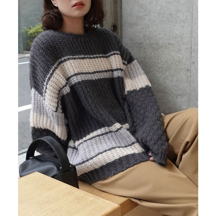 マルチボーダーポコポコ袖ニット | CORNERS  | 詳細画像8 