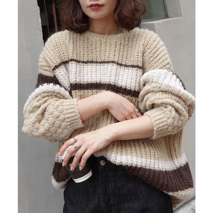 マルチボーダーポコポコ袖ニット | CORNERS  | 詳細画像7 