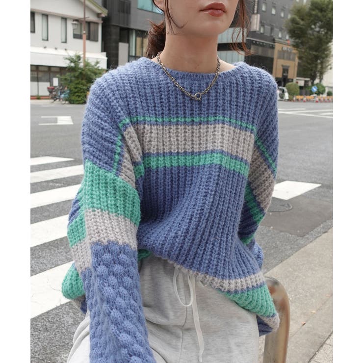 マルチボーダーポコポコ袖ニット | CORNERS  | 詳細画像5 