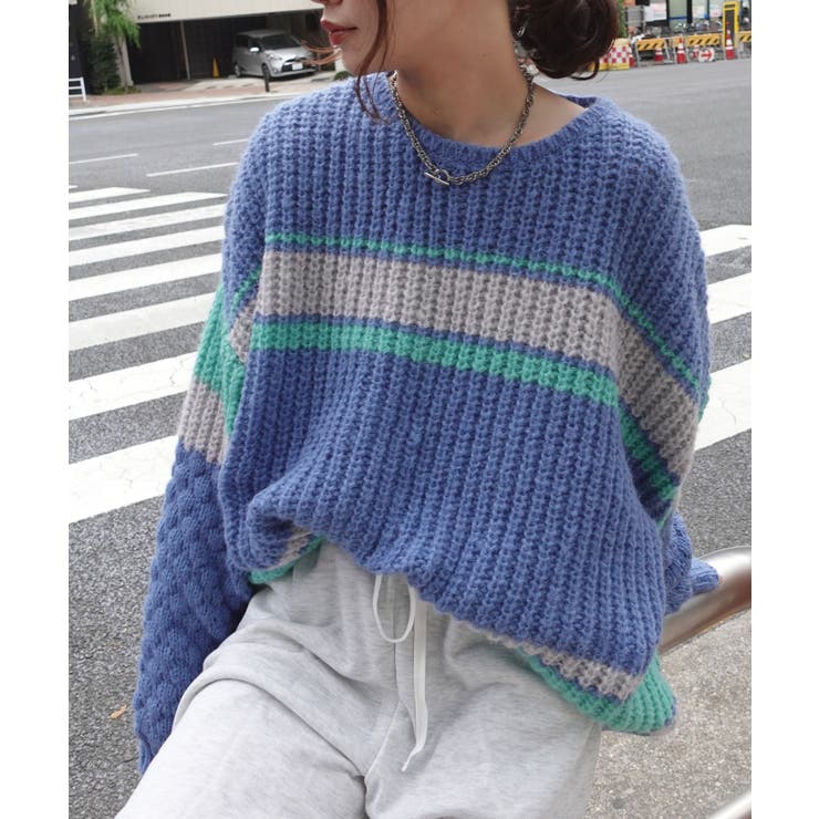 マルチボーダーポコポコ袖ニット | CORNERS  | 詳細画像2 