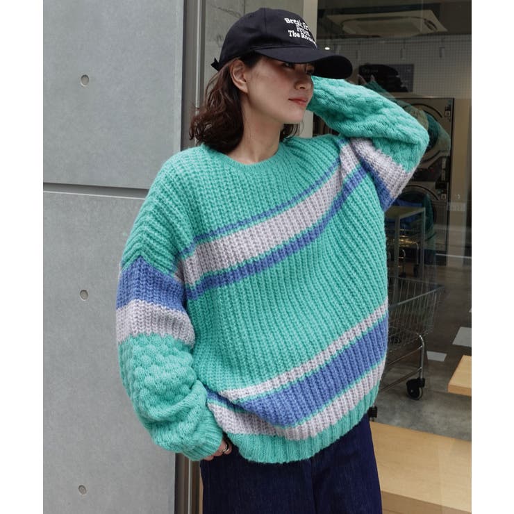 マルチボーダーポコポコ袖ニット | CORNERS  | 詳細画像13 