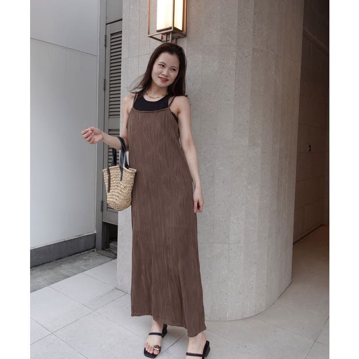 ブラウン | ウェーブタックキャミワンピース | CORNERS 