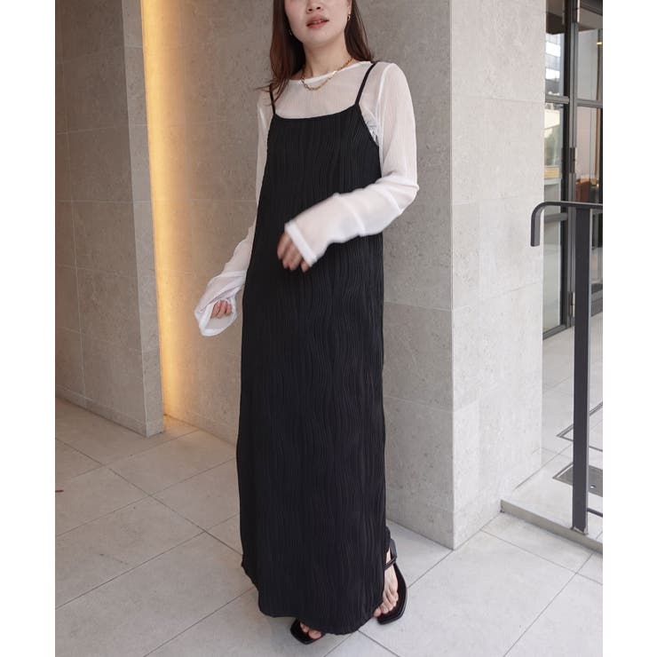 ブラック | ウェーブタックキャミワンピース | CORNERS 