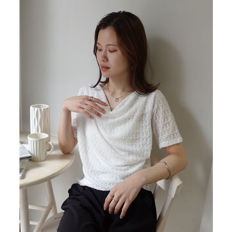 エンボス加工ドレープ半袖Tシャツ | CORNERS  | 詳細画像11 