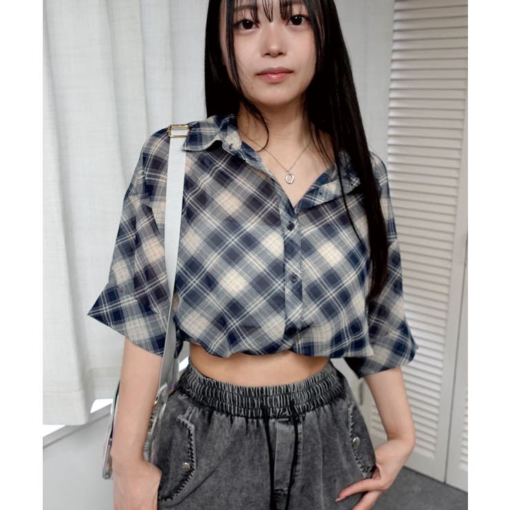 シアーチェッククロップドシャツ | CORNERS  | 詳細画像1 
