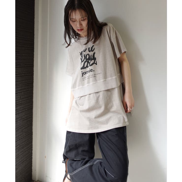 レイヤード風ピグメント加工ロゴTシャツ | CORNERS  | 詳細画像2 