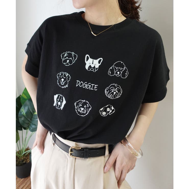 ブラック | DOGGIEプリントTシャツ | CORNERS 