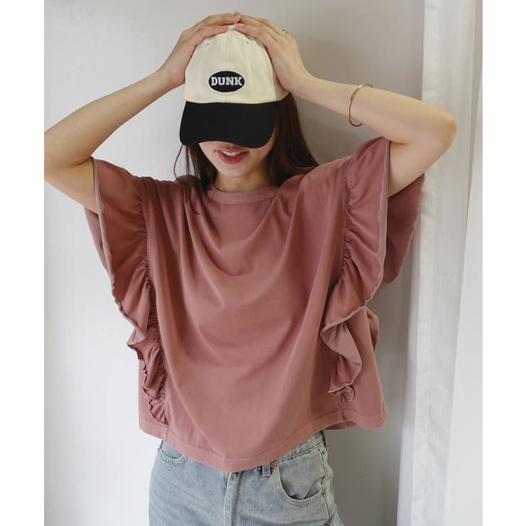 ドライタッチピグメント加工ラッフルスリーブTシャツ | CORNERS  | 詳細画像1 