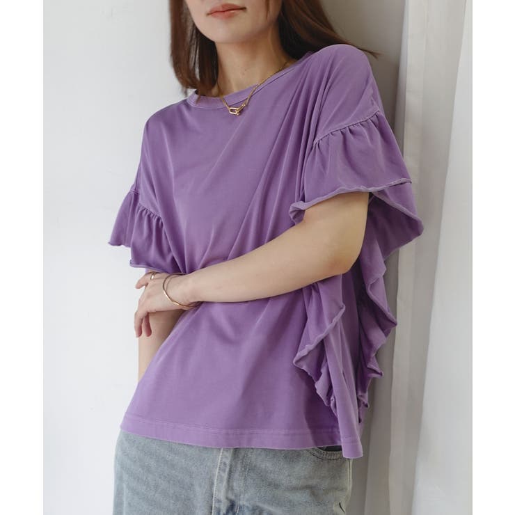 ドライタッチピグメント加工ラッフルスリーブTシャツ | CORNERS  | 詳細画像10 