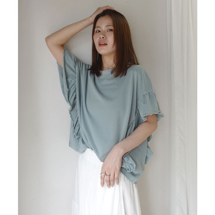 ドライタッチピグメント加工ラッフルスリーブTシャツ | CORNERS  | 詳細画像12 