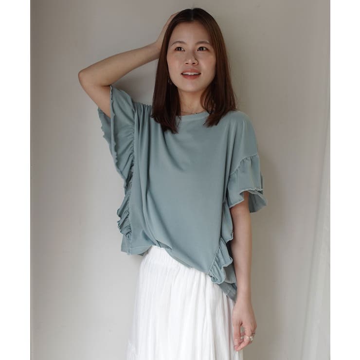 ドライタッチピグメント加工ラッフルスリーブTシャツ | CORNERS  | 詳細画像13 