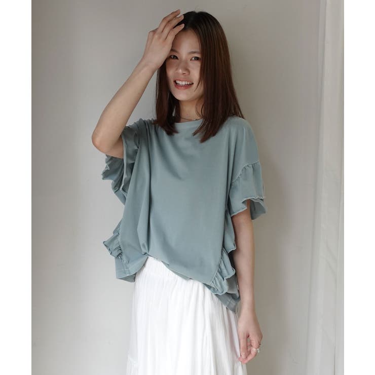 ドライタッチピグメント加工ラッフルスリーブTシャツ | CORNERS  | 詳細画像14 