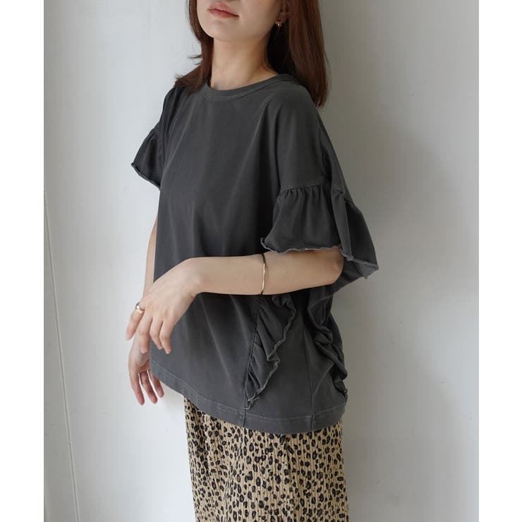 ドライタッチピグメント加工ラッフルスリーブTシャツ | CORNERS  | 詳細画像2 